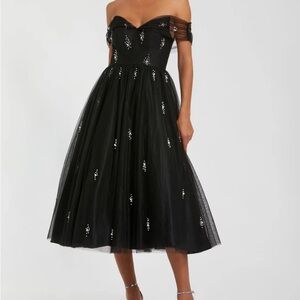 Been a for Mac Duggal Off The Shoulder Embellished Tulle Cocktail Dress